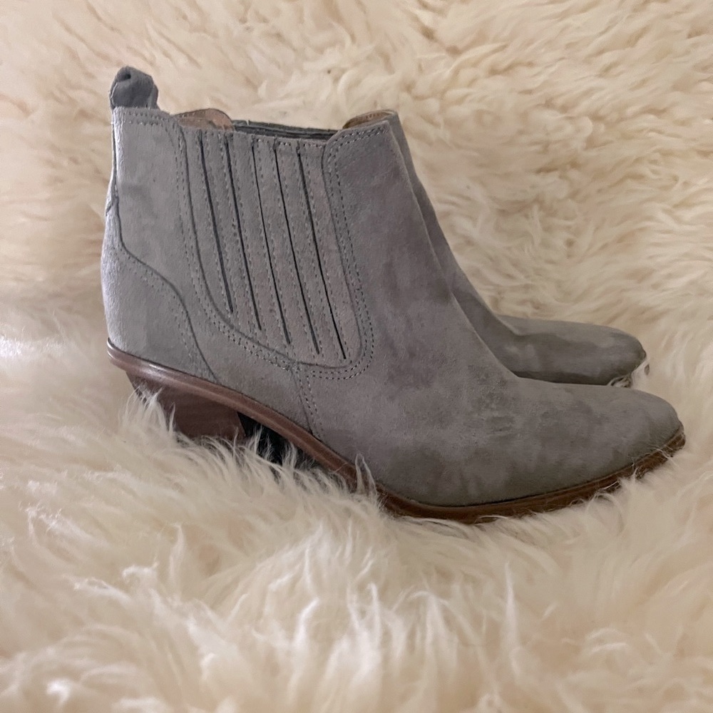 Tan Suede Heeled Ankle Boots